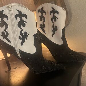 INC International Concepts Black and White Ankle Boots